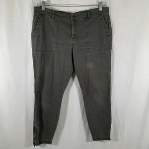 Gap Pants Women's 12 Grey Pockets Button Zip Mid Rise Cotton Blend